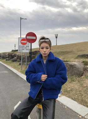 MONBLACK 冰岛绒羊羔绒阔型立体剪裁加厚短款拉链夹克棉服