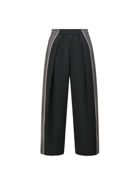 MONBLACK 前后褶裥卫裤宽松款侧边撞色可调节裤脚休闲时尚运动裤