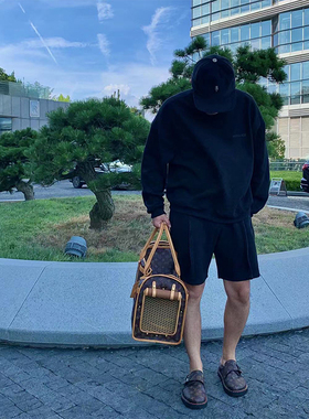 MONBLACK 黑色华夫格立体剪裁半高领廓形卫衣