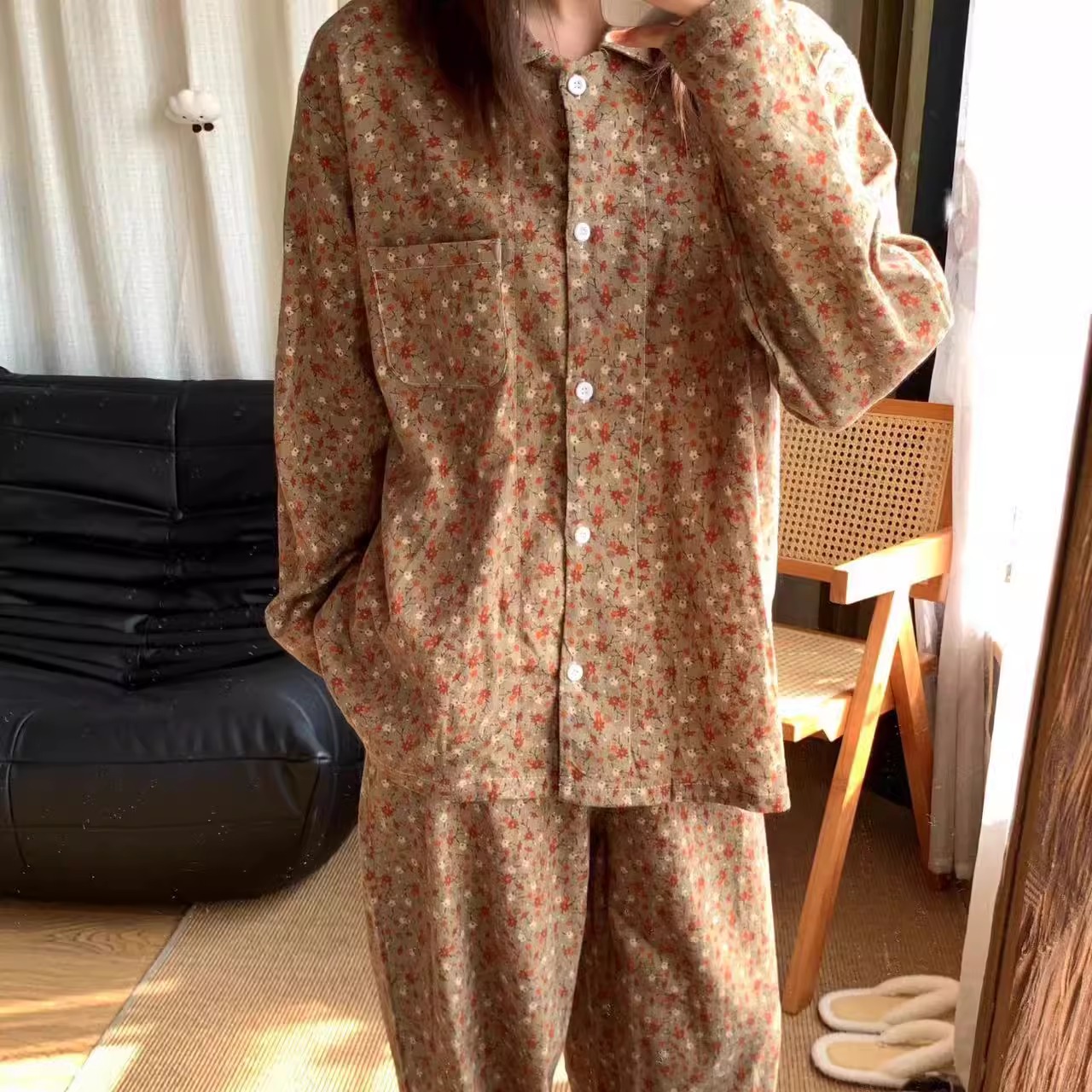 长袖小碎花女式德绒上衣靓衣邦