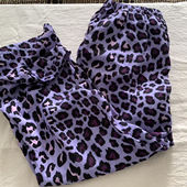 有口袋ins风 可外穿居家睡裤 紫色豹纹 A类全棉双层纱宽松舒适长裤