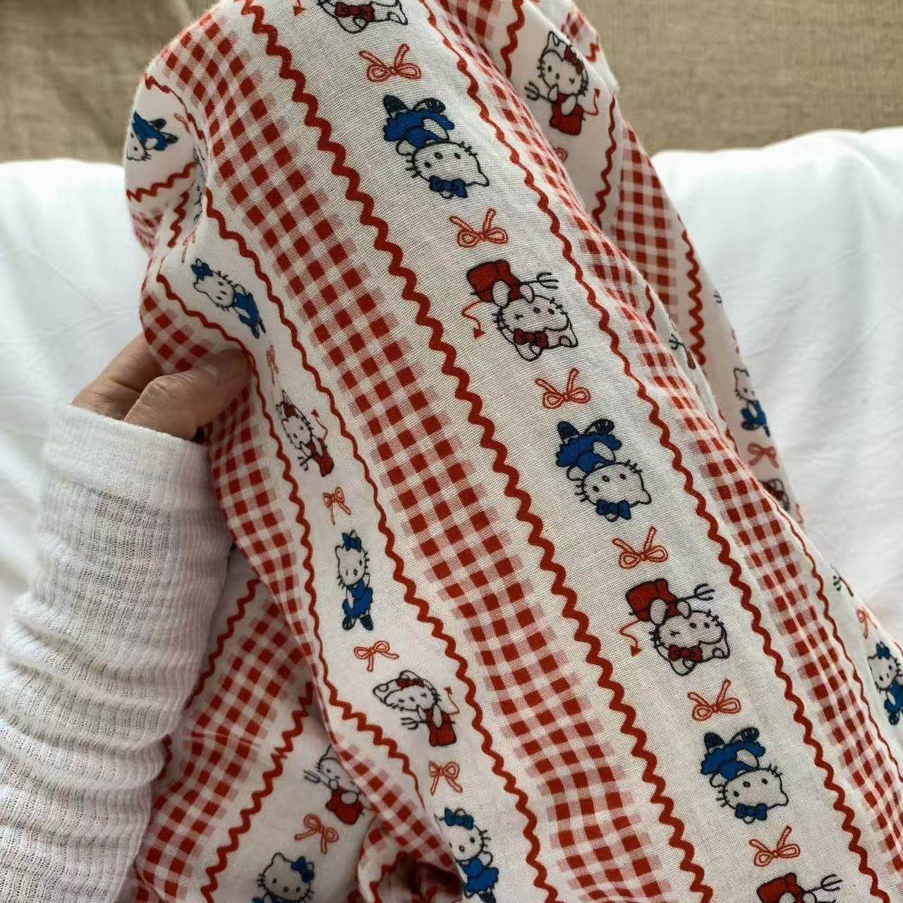 可爱俏皮条纹芭蕾Kitty全棉双层纱长裤宽松舒适睡裤家居遛弯外出,女士内衣/男士内衣/家居服,睡裤/家居裤,淘宝优惠券,粉丝福利购,淘宝优惠卷