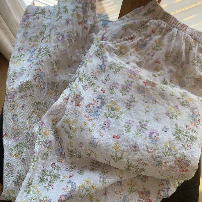 新品！小鸭郊游A类纯棉双层纱布睡裤宽松可爱卡通家居有口袋