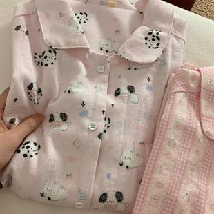 新品 可外穿 ins韩系少女纯棉磨毛卡通印花睡衣女秋冬家居服套装