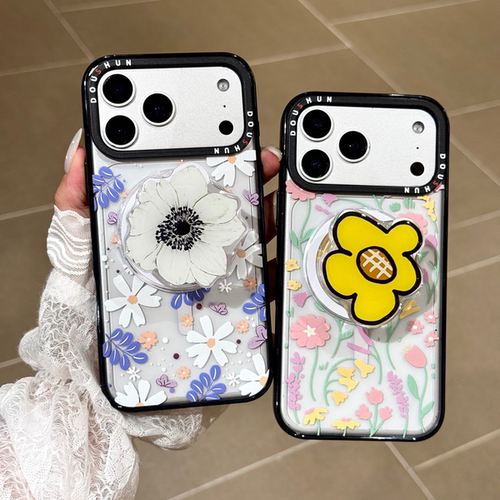 For iphone13 14 15 16 韩风ins花朵全包磁吸TPU+PC保护套 苹果18 pro max 手机壳