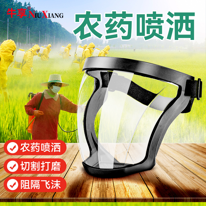 速发打防罩面护全脸喷工业打磨切割防雾粉尘防油烟高透明面具