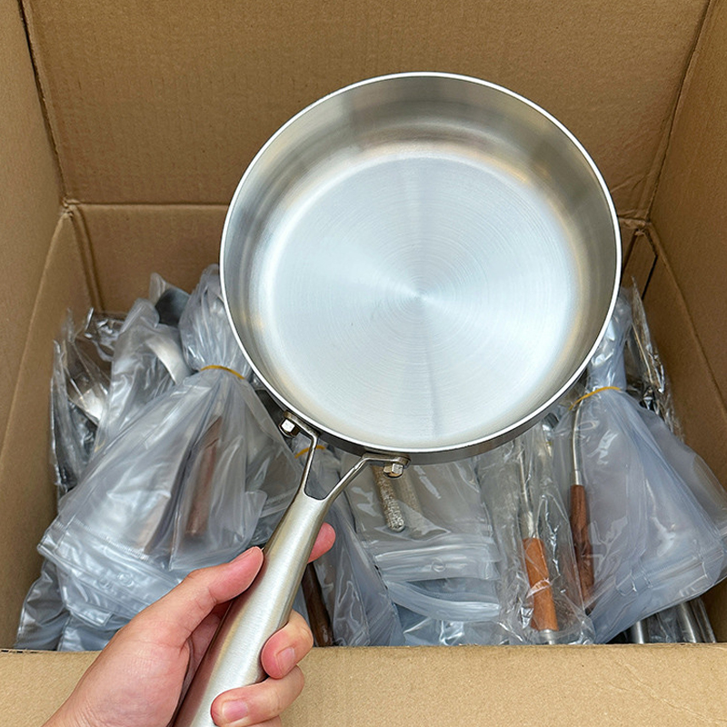 速发专6不锈钢平底锅家用无涂层不粘锅电磁煎级用炒锅炉锅加厚