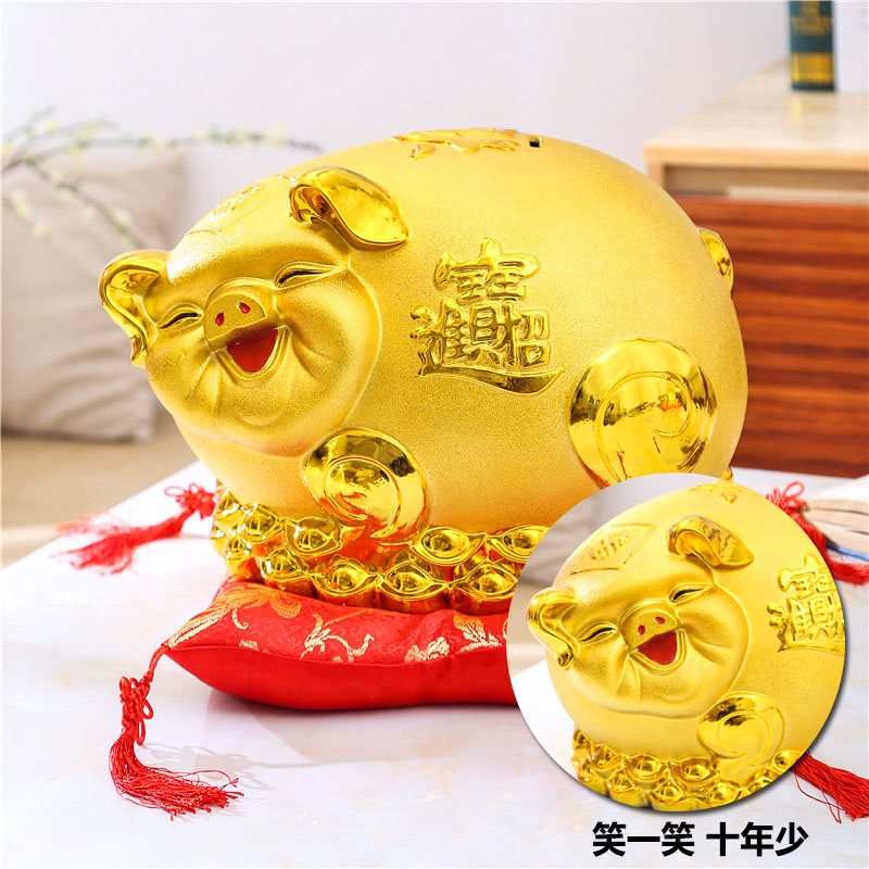 现货速发富贵金猪存钱罐不取陶瓷成人超大号储蓄罐成人储钱罐创意
