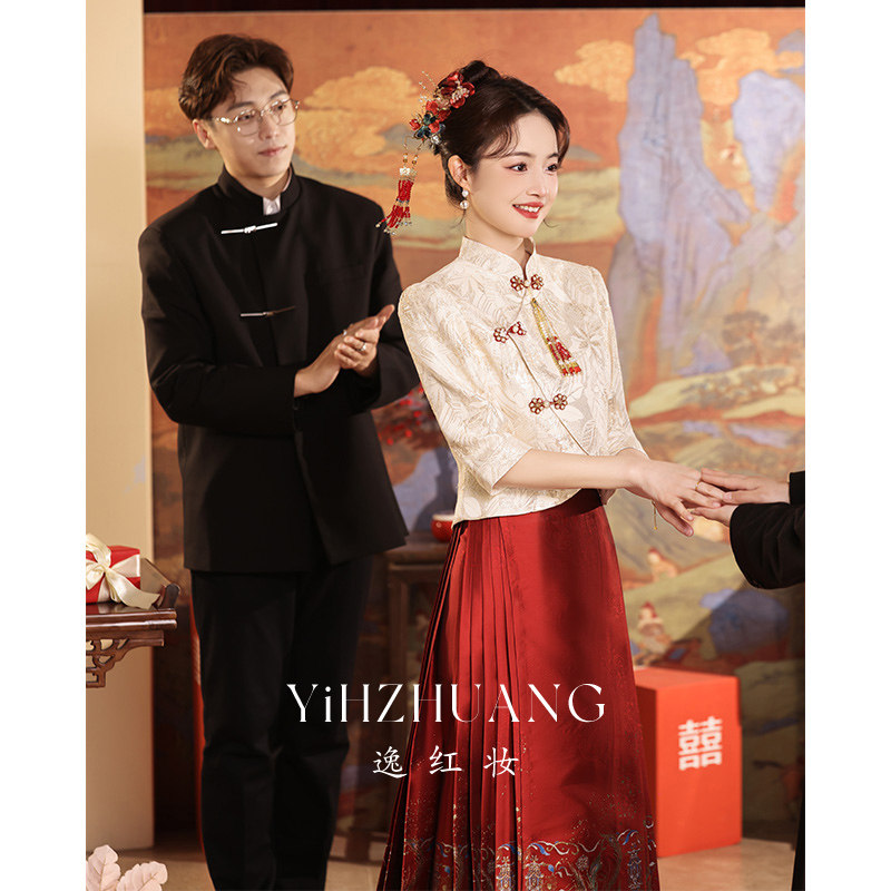 速发旗袍敬酒服2婚24新款马面裙婚服婚季中式新娘订夏礼服结0婚礼