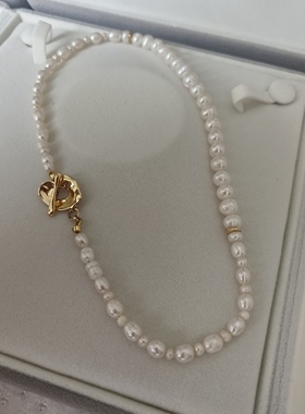 超值 原创设计颜料盘巴洛克OT扣天然淡水珍珠项链女小众女锁骨链