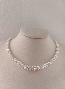 SOTC原创设计马贝炫彩水晶珍珠玫瑰金可调节颈链项链