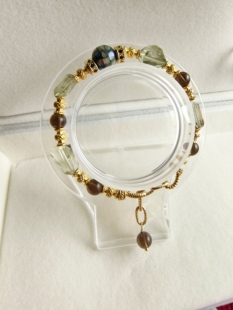 原创设计天然无优化绿水晶茶晶手链女小众高级感混搭风格女