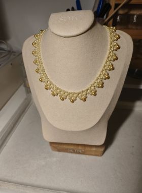 SOTC原创设计手作施家水晶珍珠金色渐变编织项链颈链可定制