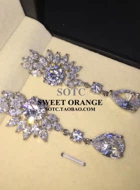 SOTC印第安太阳神镀925银锆石施家流苏水滴耳坠耳环女Earrings