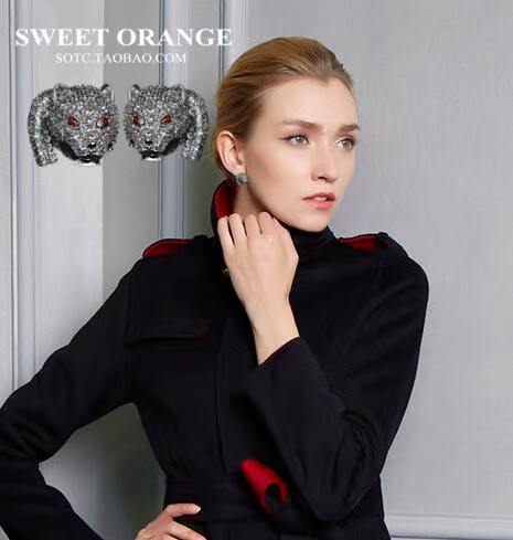 SOTC美洲豹镀925银锆石施家欧美低奢耳坠耳环女Earrings