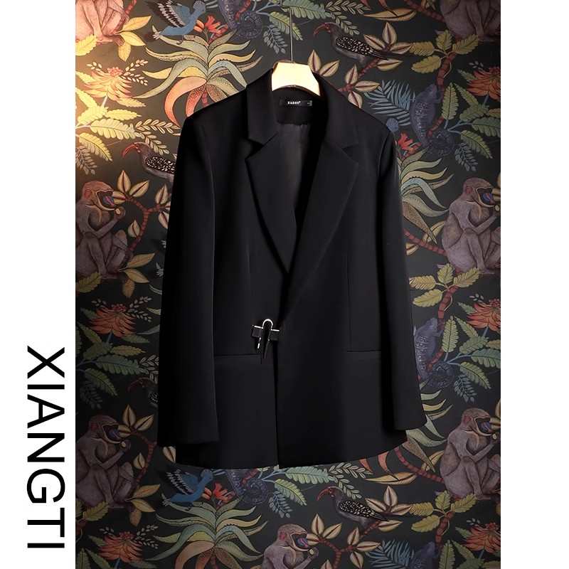 蔡徐坤龚俊马耀群张继科同款西装外套金属锁扣高级设计简约西服男