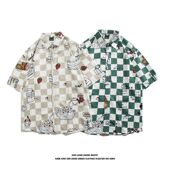 男女小众休闲百搭宽松情侣外套 衬衫 HTTAO夏季 日系潮流印花短袖