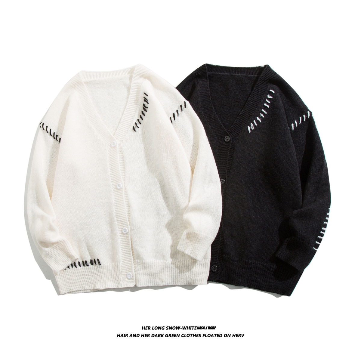 设计感开衫毛衣男冬季日系宽松线衣外套bf潮牌休闲百搭情侣针织衫