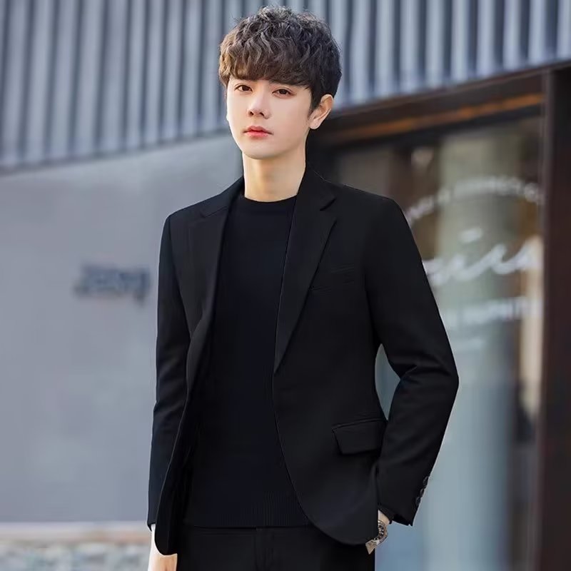 官方旗舰店黑色西服套装男士春季修身休闲小西装外套帅气