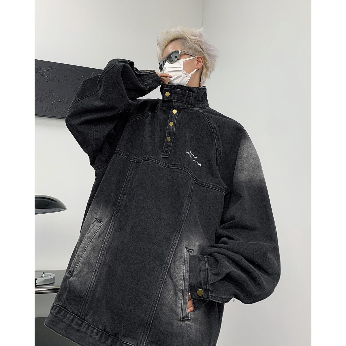 潮牌美式做旧水洗牛仔夹克男女复古街头宽松小众嘻哈街头外套