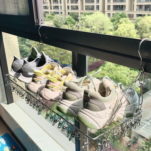 不锈钢衣架阳台晒鞋架袜子夹多夹