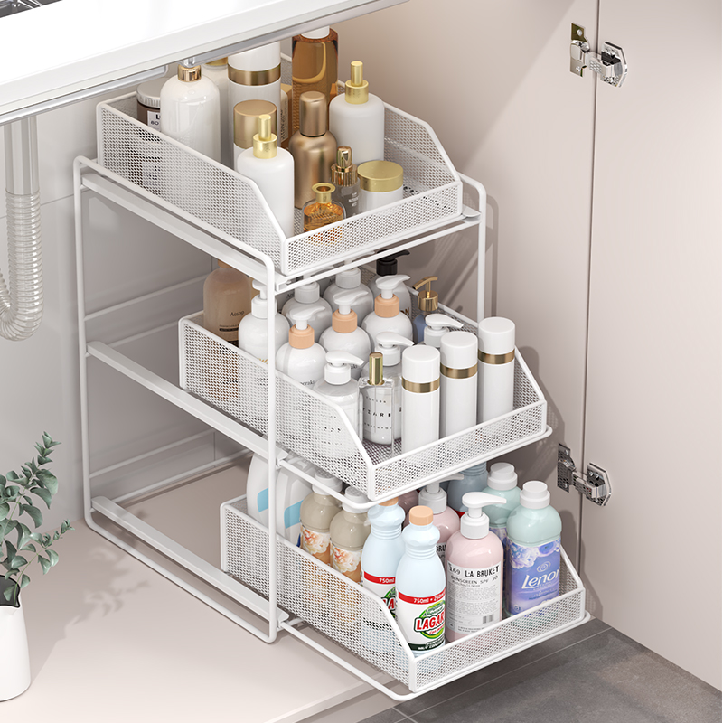 浴室柜下水槽置物架抽拉式双层
