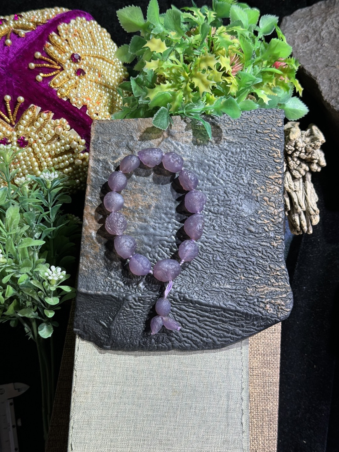 冰透紫罗兰玛瑙手串 阿拉善紫罗兰玛瑙 紫葡萄干玛瑙手串