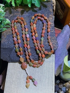 精品血脉玛瑙108颗 阿拉善玛瑙 彩色筋脉玛瑙