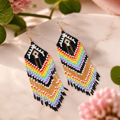 Olive Pink 瓯瓶 原创波西米亚耳环  Handcraft Bohemia earrings