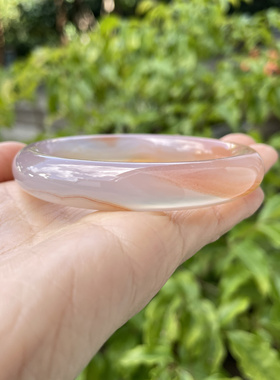 『青禾淑坊』天然玛瑙手镯 国风古典玉石圆镯 54MM