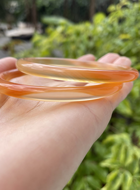 『青禾淑坊 』天然细圆条玛瑙手镯 古典圆镯 对镯 60mm