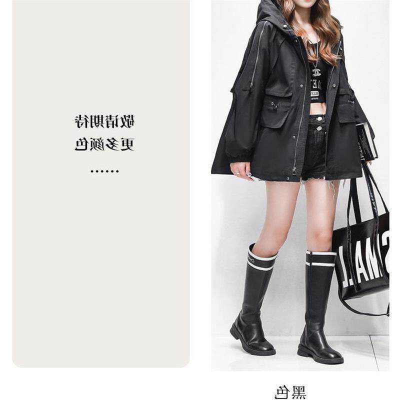 欧洲站中长款风衣女2026春秋新款时休闲尚小个子收腰显瘦连帽外套