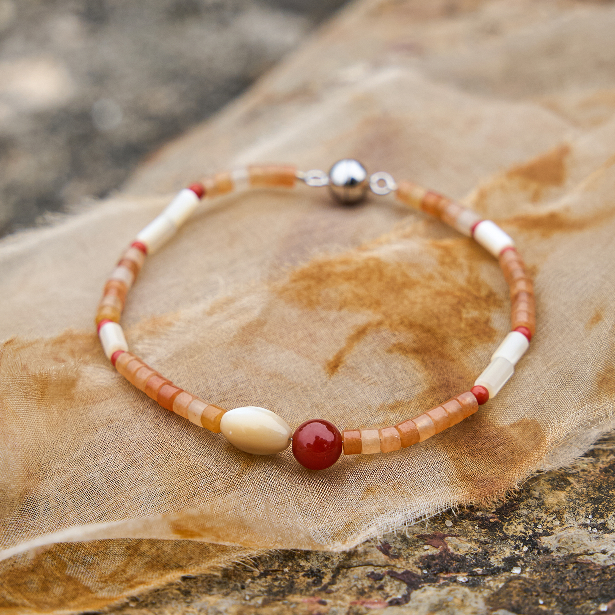 三坛星石【脉搏】富裕/力量/守护 红东陵南红贝母红玛瑙手链