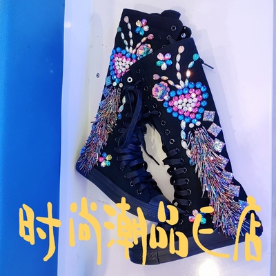 00471  设计师款重工潮牌时尚网红休闲炸街帆布长靴帆布鞋