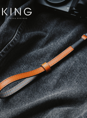 【KING】相机腕带升级加厚牛皮快装 GR4理光GRIII黑卡佳能G7X通用
