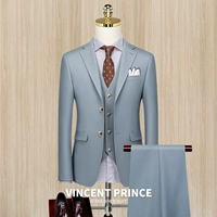 XF20102-3 Cream Blue (костюм+жилет+брюки)