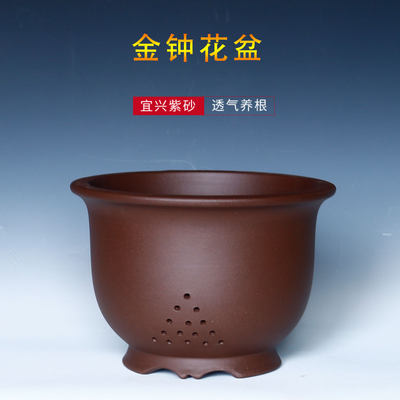 金钟紫砂花盆陶瓷精品笠帽发财树蝴蝶兰仙人球高档兰花套盆景盆具
