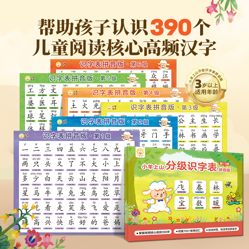 [共6张]小羊上山分级识字表挂图