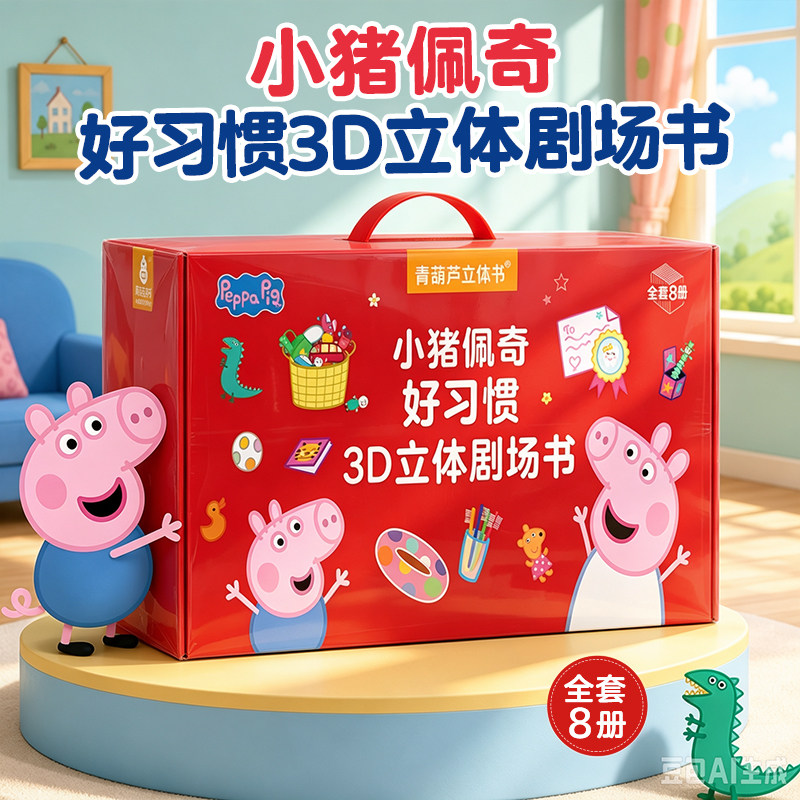 小猪佩奇好习惯3D立体剧场书 儿童3d立体翻翻书0-2-3-4-5岁宝宝好习惯养成早教启蒙绘本peppapig我爱幼儿园交朋友情绪管理生日礼物