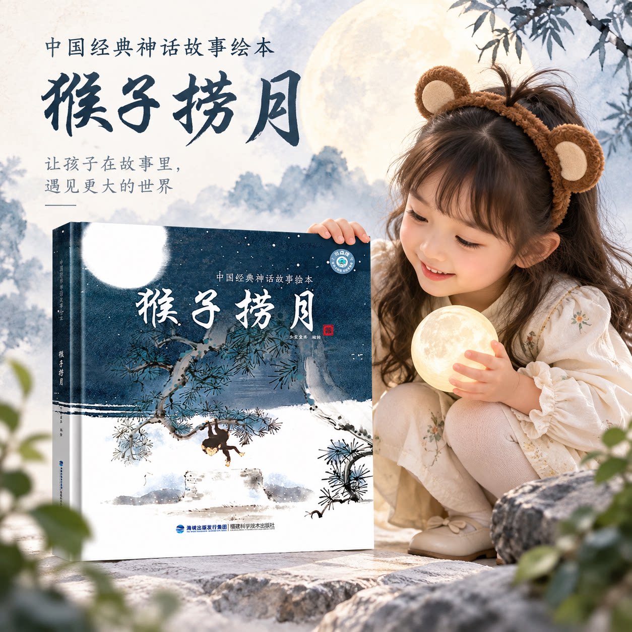 【精装硬壳超大开本】猴子捞月绘本 中华神话传统经典绘本3-6岁幼儿故事书幼小衔接中国古代寓言民间故事成语启蒙儿童绘本亲子