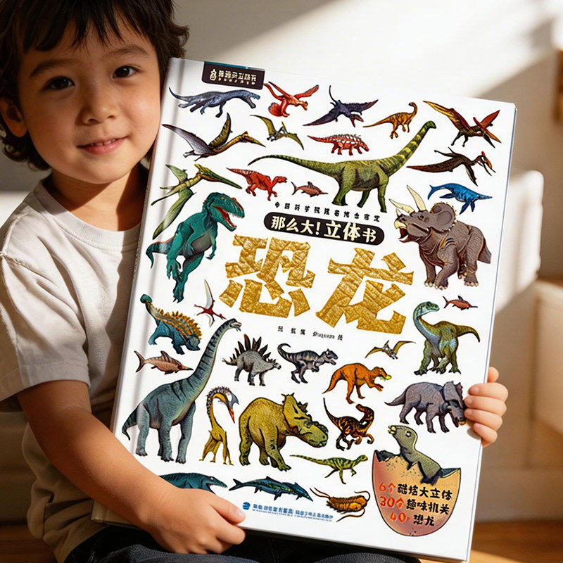 那么大恐龙立体书 儿童3d立体绘本2-6-8岁翻翻科普百科全书恐龙世界昆虫揭秘太空一年级小学生动物课外故事书籍男女孩玩具生日礼物