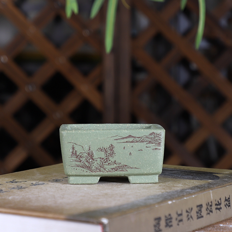『带脚长方马槽』 暖暖精品紫砂 苏兵款 手工小花盆 绿植盆景