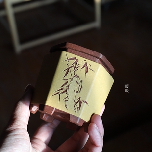 『粉黄束口六方/节节高升』李琳琳 全手工制作 微型花盆 一物一拍