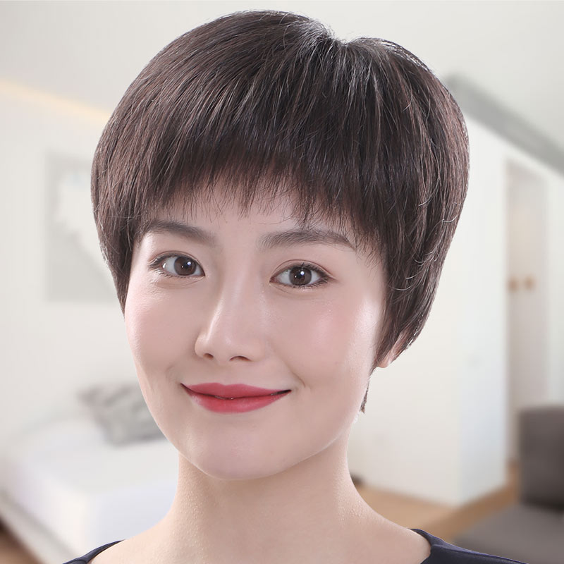 全头套假发妈妈款中老年真人发丝