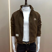 新款 休闲刺绣时尚 百搭修身 秋冬季 帅气立领男士 夹克潮流外套外衣