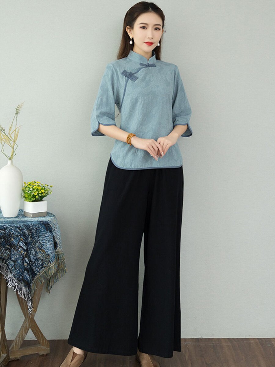 BEAUTY SALON CHINESE COTTON AND LINEN OVERALLS HANFU SUMMER CHINESE MEDICINE TEAHOUSE HEALTH HALL FOOT BATH EAR CLEANING TECHNICIAN WORK CLOTHES WOMEN
