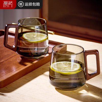 【买贵退差】实木把手待客玻璃杯