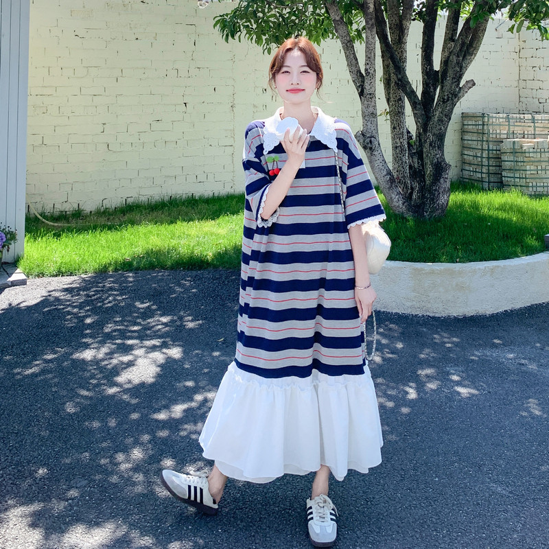 【新款】撞色条纹拼接连衣裙2C060-2628-P135-K218,女装连衣裙,柏妮丝绮