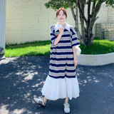 【新款】撞色条纹拼接连衣裙2C060-2628-P135-K218，女装连衣裙，柏妮丝绮