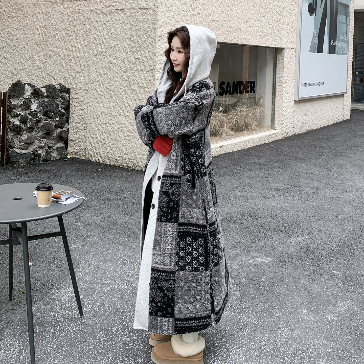 【新款】复古印花皮毛一体外套2578-P255-K388,女装派克服,柏妮丝绮